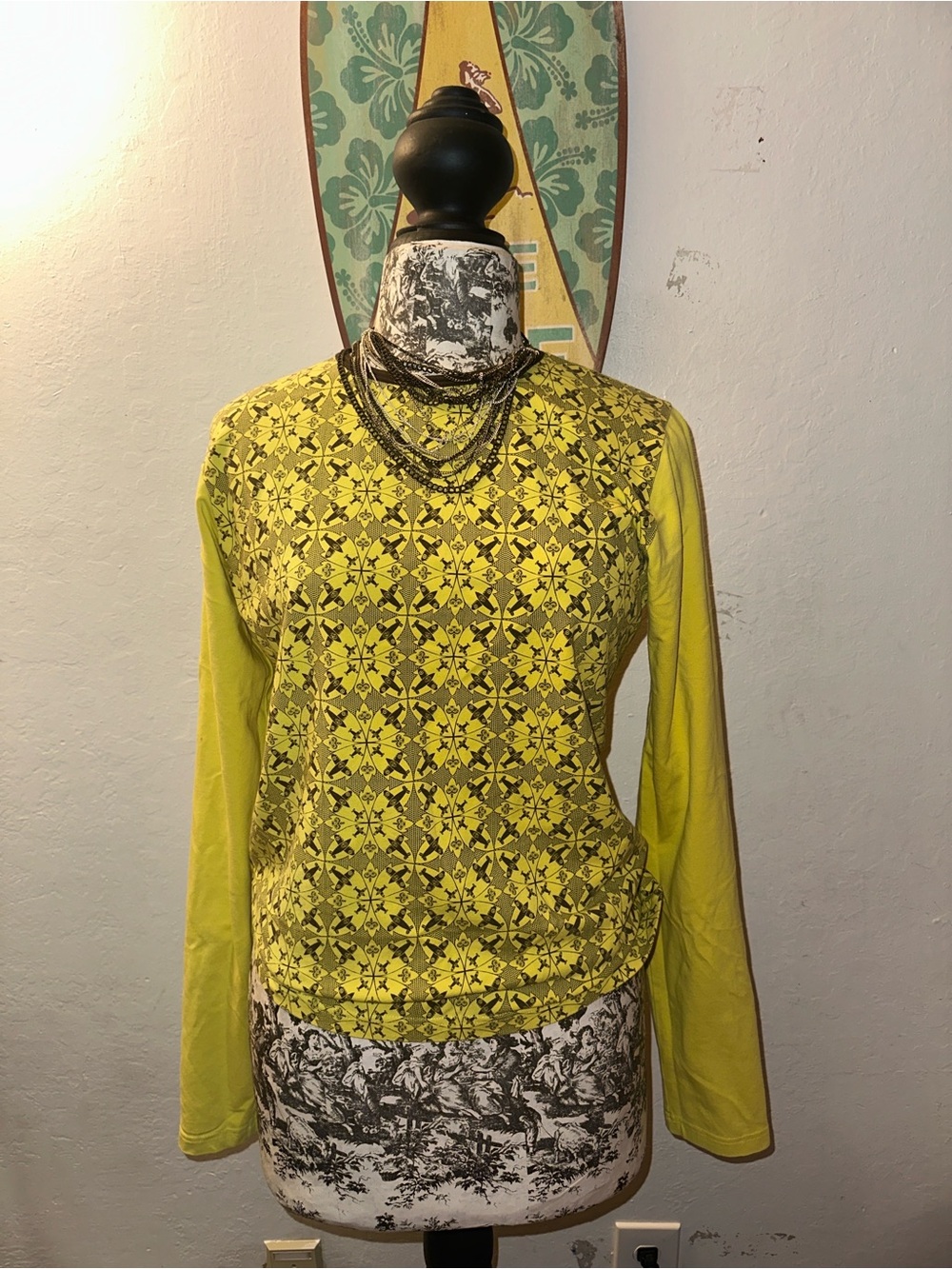 Burberry Yellow Patterned Long-Sleeve Top